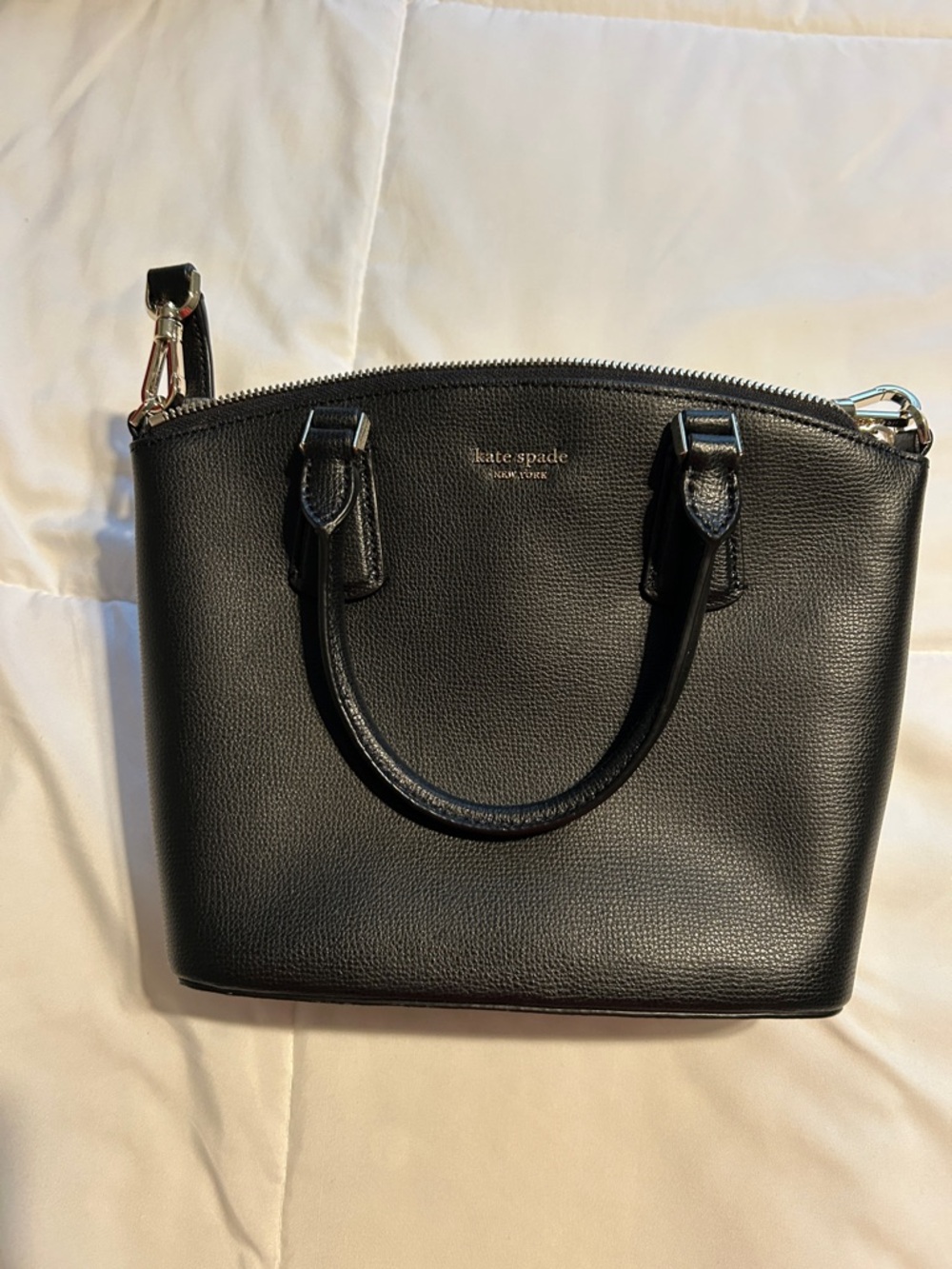 kate spade Black Pebbled Leather Satchel with Top Zip
